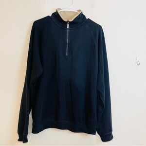 Bobby Jones 1/4 Zip Peruvian Pima Cotton Pullover Sweater Size Large Black/Tan